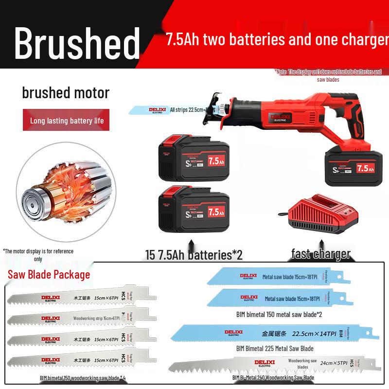 Delixi Cordless Brushless Reciprocating Saw with Lithium Battery for Outdoor Use
