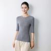Maglione lavorato a maglia da donna a manica media con scollo rotondo, vestibilità slim, per primavera e autunno