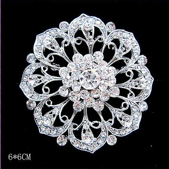 Elegant Rhinestone Floral Brooch - European  American Bridal Bouquet Pin and Scarf Buckle. Zhenyao Jewelry