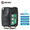 KEYYOU 433mhz Flip Remote Key Shell For VW Golf Passat Polo Jetta Touran Bora Sharan 1J0959753DA 1J0959753AH 1K0959753G ID48