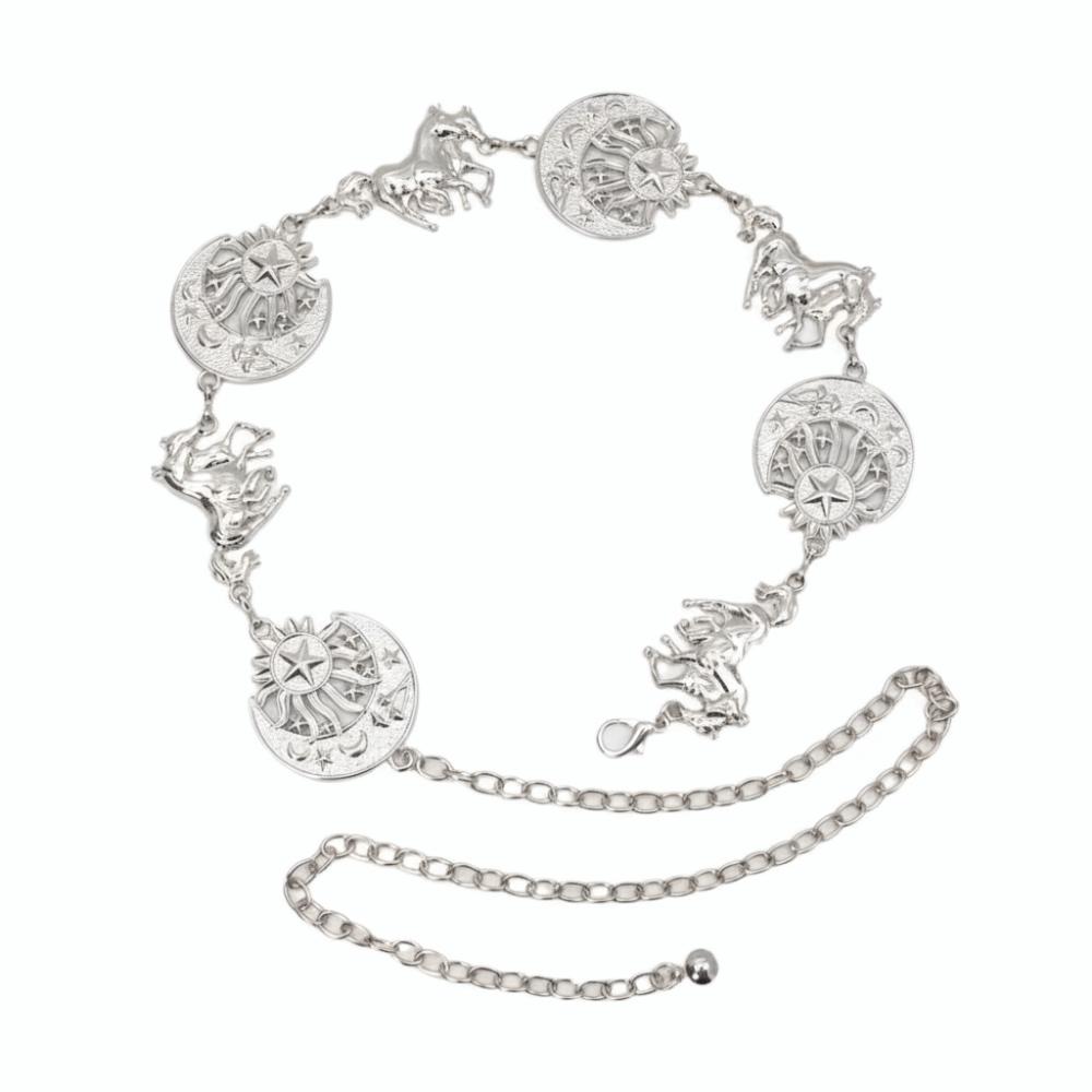 Horse Woman Chain Belt Gold Silver Dress Cummerbands Punk Waistbands Clothing Accessories