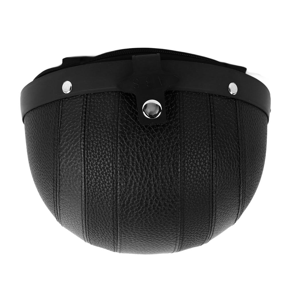 Half Helmet Breathable Sun Blocking Retro Safe PU Leather Motorcycle Helmet for Men Women Black Leather
