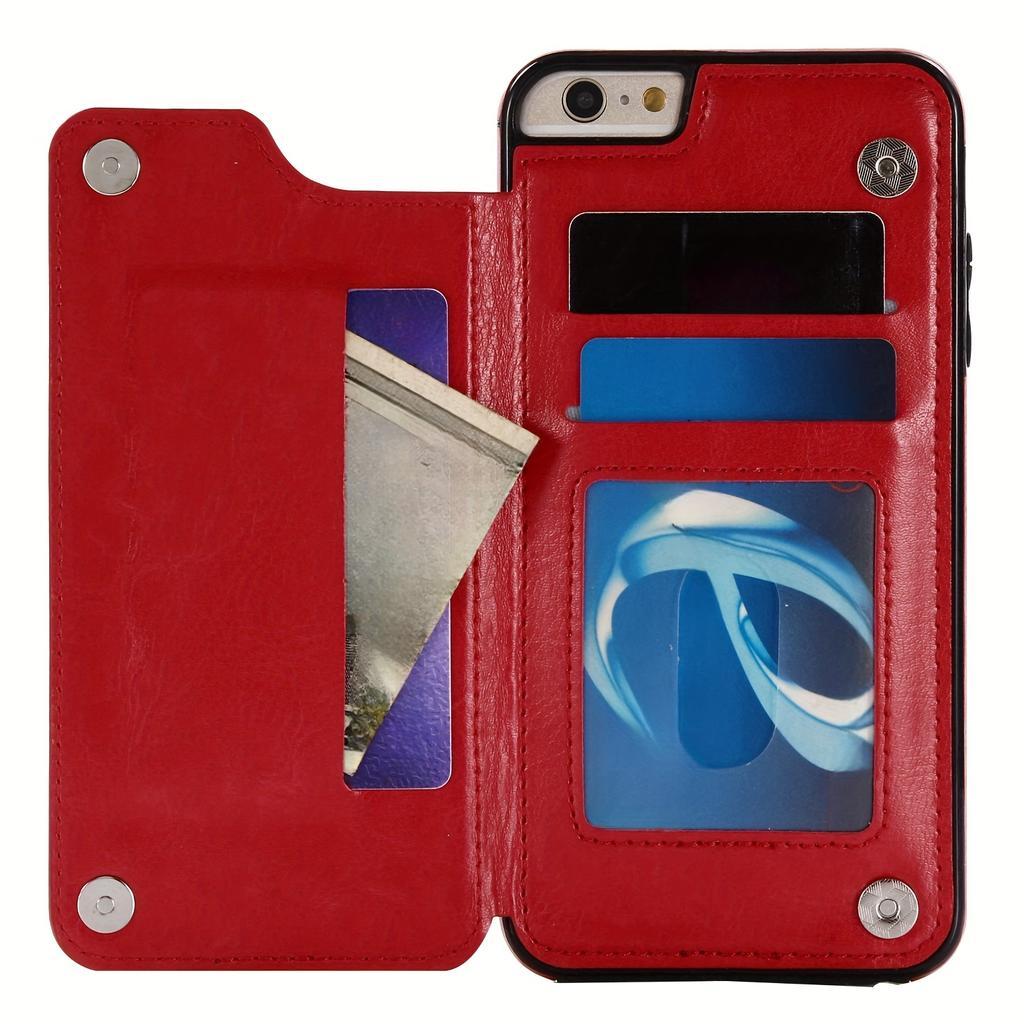 Handytasche, Brieftaschen-Handyhülle mit Kartenhalter, PU-Lederhülle mit Ständer und Kartenfächern, doppeltem Magnetverschluss und langlebiger, stoßfester Hülle für das iPhone