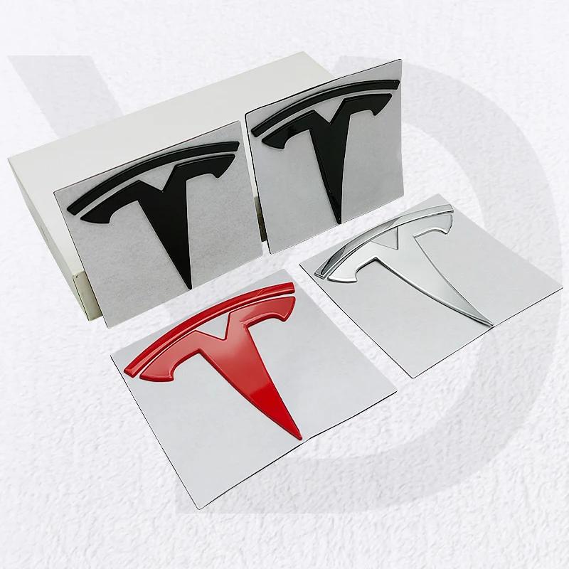 For Tesla Model 3 S X Y Roadster Cybertruck Metal Car Front Hood Cover Emblem Sticker Styling Auto Rear Trunk Badge Accessories
