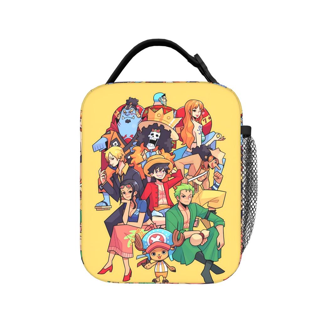 Lunch Bag Multicharacter Color Collage One Piece Office Lunch Box For Girls Vintage Portable Print Thermal Tote Handbags