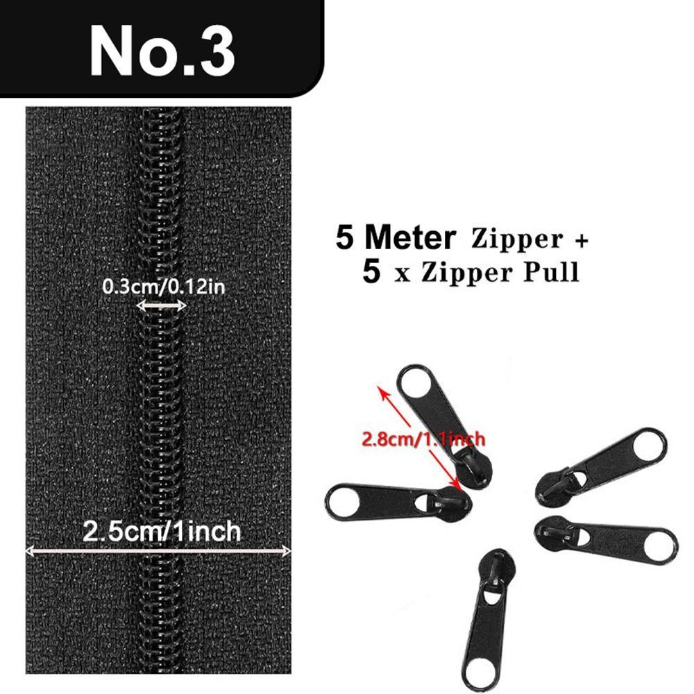 Contrast Color Bag Zipper Set 5m Zipper 5 Zipper Puller Slider Closure Zip Sewing Accessories
