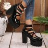 Butterfly Decor Ankle Strap High Heel Pumps for Women Gothic Chunky Platform Mary Jane Shoes Woman Thick Heel Black Lolita Shoes