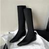 Ankle Boots Women Fashion Square Toe Flats Leather Shoes Woman Goth 2024 Trend Winter New Classic Snow Chelsea High Botas Mujer