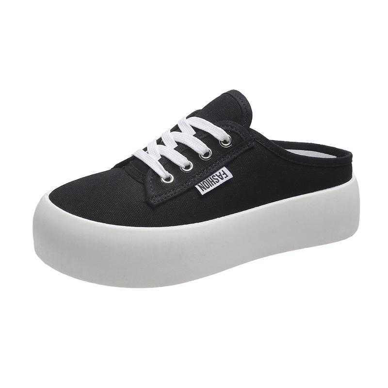 Versatile Canvas Lace-up Shoes Women Thick Soles Casual Sneakers Women Students' Heelless Breathable Lazy Women's Shoes