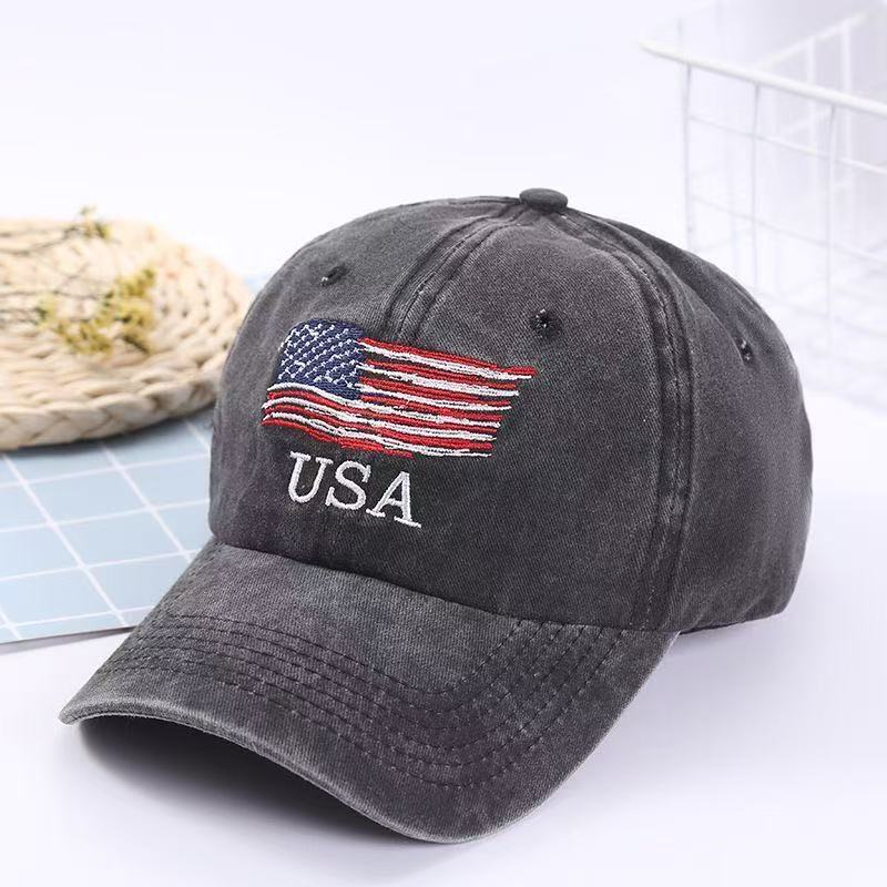 Vintage Washed Usa Flag Embroidered Baseball Cap Adjustable Cotton Dad Hat Patriotic Sun Hat For Men Women Casual Outdoor Sports