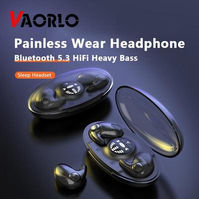 VAOLRO Zestaw słuchawkowy do spania Bezbolesne noszenie Bluetooth 5.3 HiFi Stereo Muzyka Słuchawki z mikrofonem HD Mini słuchawki douszne do wszystkich smartfonów