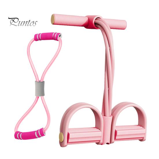 Core Strength Training Tool Figure 8 Resistance Band 6-Tube Pedal Puller with Handle Multifunction Elastic Yoga Muscle Tension Relief Strap
