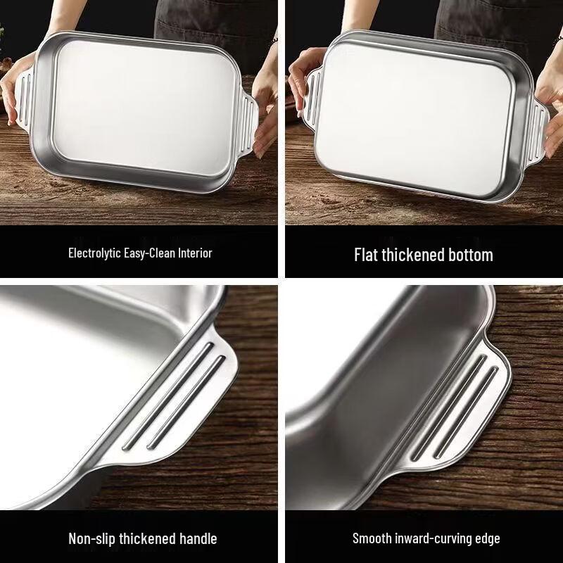 ZISIZ Large Stainless Steel Rectangular Fish & Seafood Platter