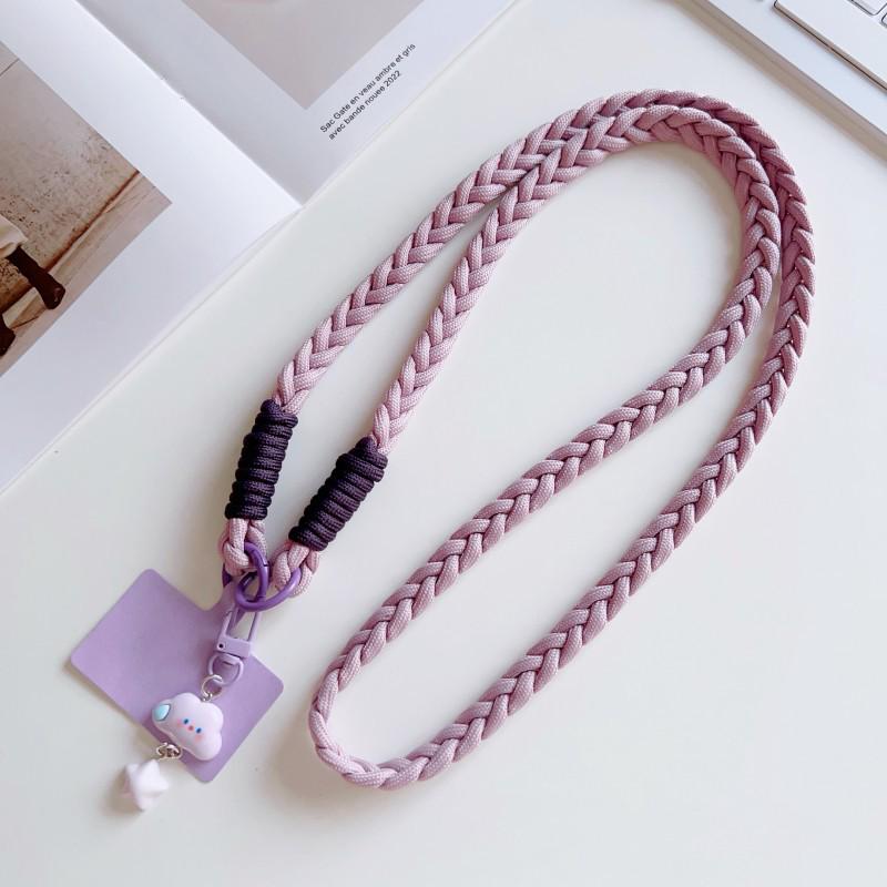 Woven Fashion Cartoon Pendant Mobile Phone Lanyard with Clip - Sturdy Anti-Lost Crossbody Chain