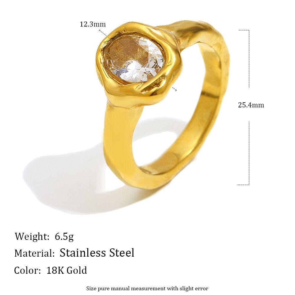 Elegant Zirconia Ring Irregular Shape Stainless Steel Ring Shiny Statement Ring  Daily Wear
