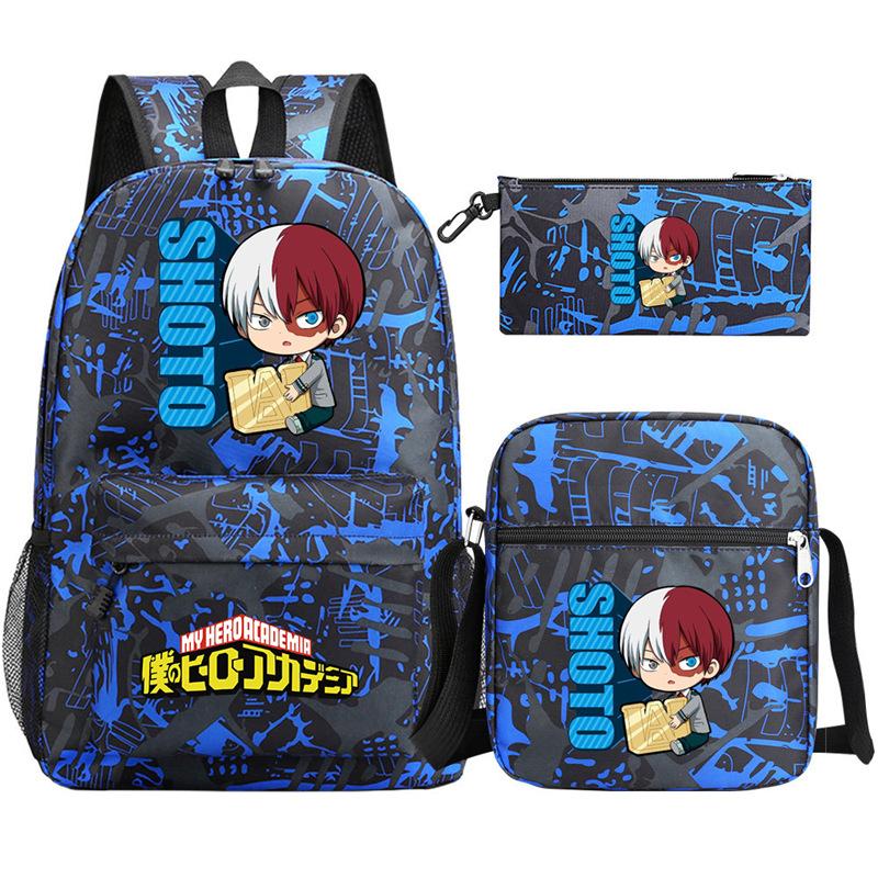 Young Students Schoolbag Animation Three-Piece Backpack Diagonal Hanging Bag Pencil Case
