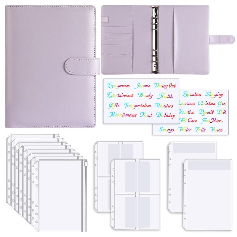 Pu Leather Cover A5 Binder Notebook Planner 6 Rings Spiral Business Work Agenda Budget Binder Macaron Candy Color (Purple,no&a5) фиолетовый