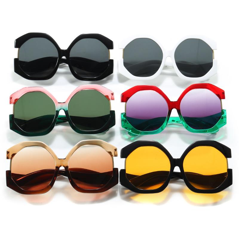 European and American Fashion Cat Eye Oversized Sunscreen Sunshade Sunglasses Women's Personality Color Matching Street Sunglasses Women's Senior