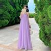 French Tourism Seaside Vacation Style Temperament Neck Sling Dress Women's Summer Design Loose Purple Dress