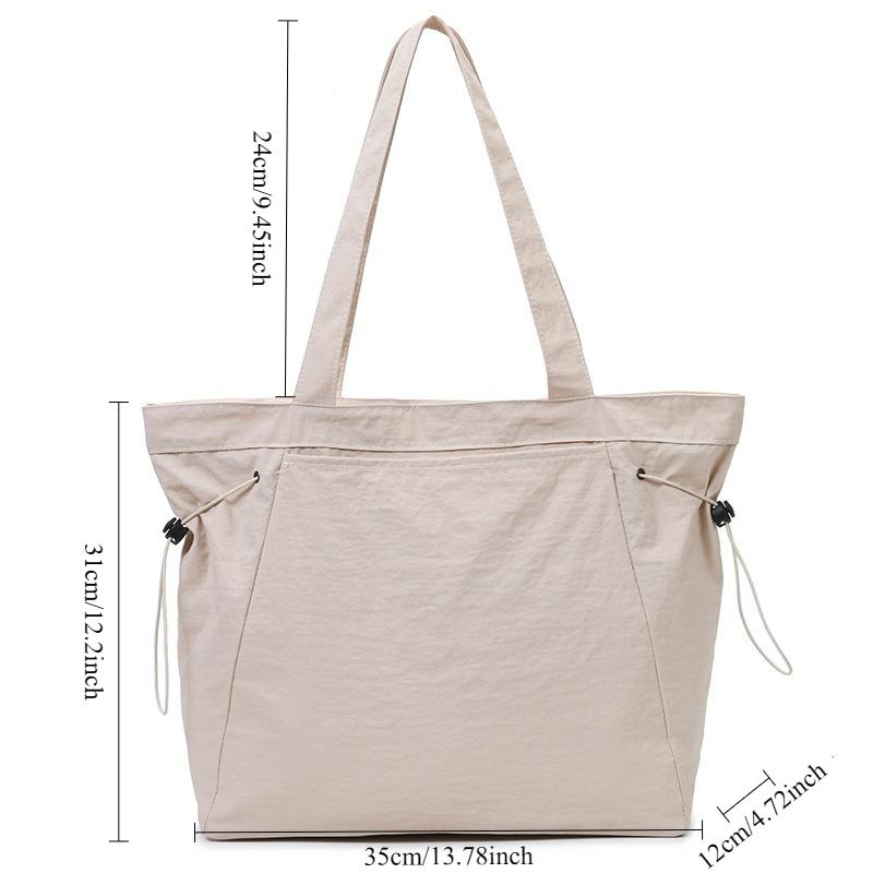 

1pcs Minimalist Large Capacity Tote Bag Drawstring Casual Shoulder Bag Lightweight Handheld Bag for Outdoor Daily Use 35x12x31cm белый