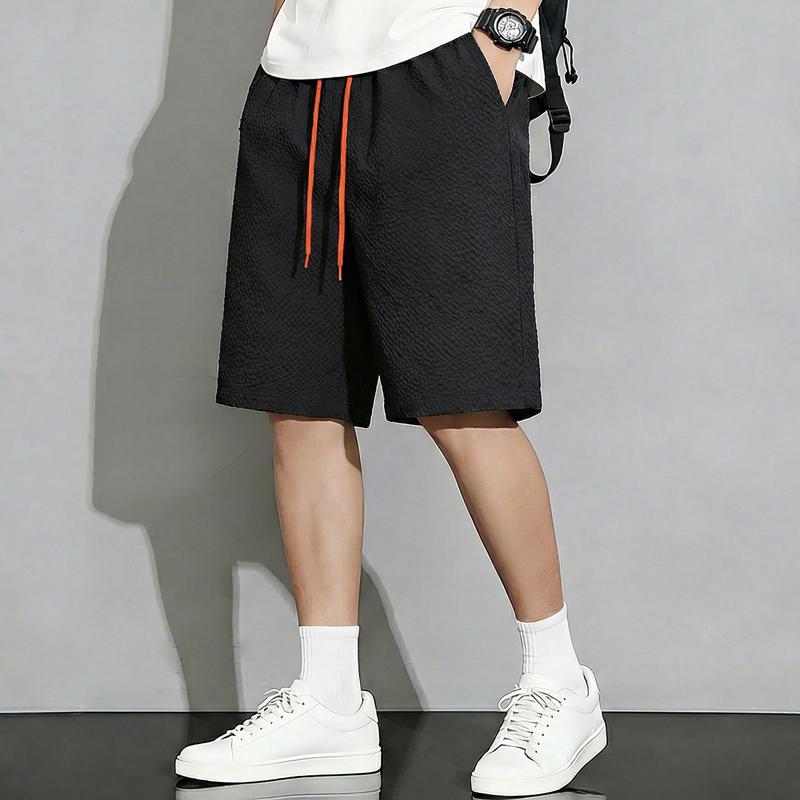 Men's Plus Size Bubble Fabric Sports Shorts, Loose Fit Drawstring Summer Shorts (5XL-12XL)