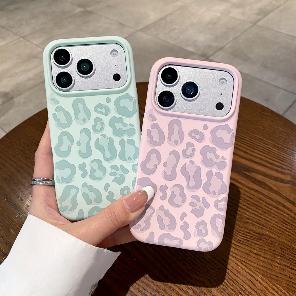 Liquid Silicone Leopard Print Soft Case For Apple iPhone 17 Air 16Pro 15 14Plus 13 Pro Max 16ProMax Protection Cover Shockproof Aesthetic Funda