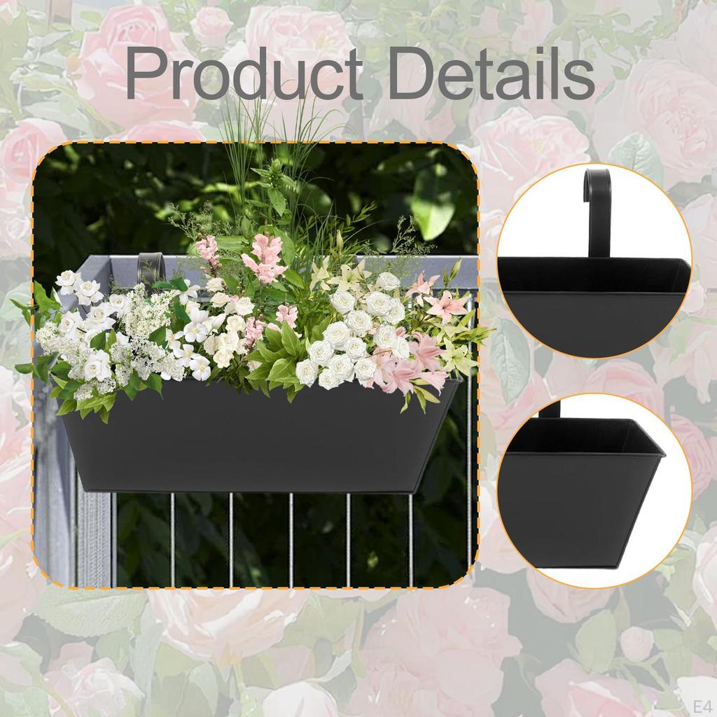 Hanging Flower Pot Iron Bucket Planter Holder Drainage Hole Plant with Metal Detachable