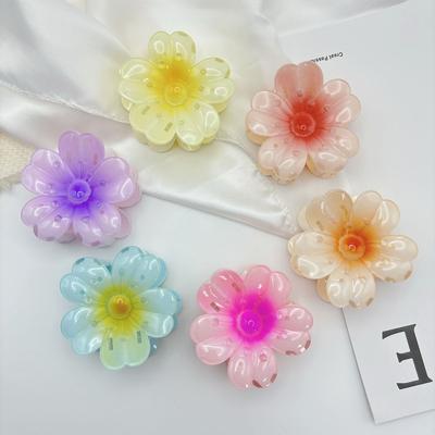 8cm Gradient Flower Hair Clip Women Korean Sweet Hair Claws Crab Clamp Barrettes Girl Hawaiian Headwear Accessories