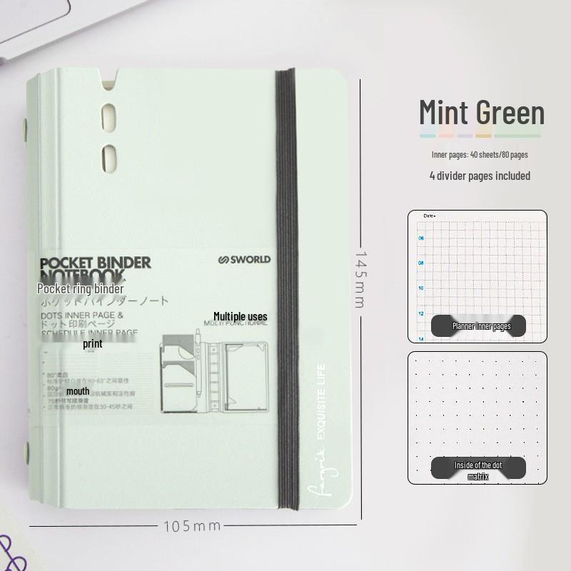 Compact Japanese-Style Notebook: A7 Pocket Book, A6 Note Pad, A5 Removable Ring Binder