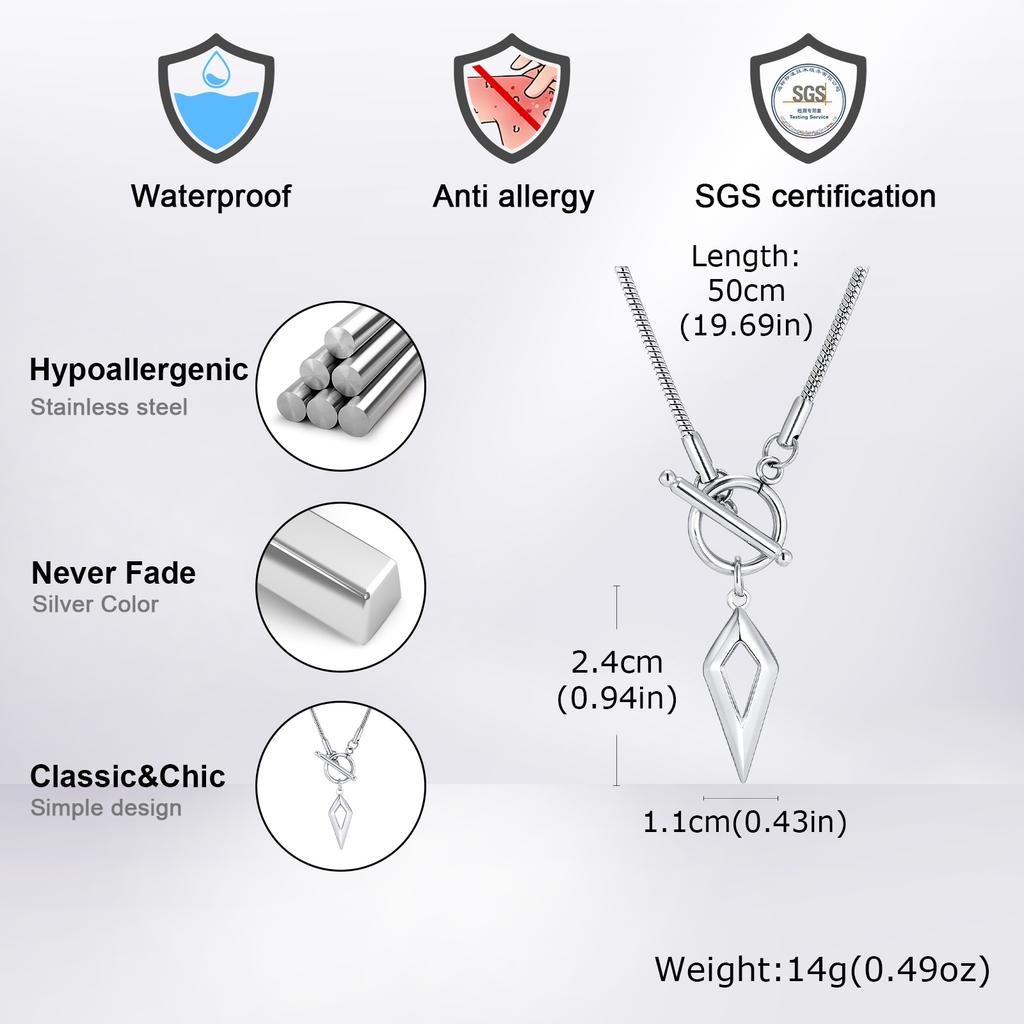 Trendiger Klassischer Vierzackstern Anhänger OT-Schließe Halskette für Herren, Edelstahl Runde Schlangenkette Halskette, Punk Schmuck