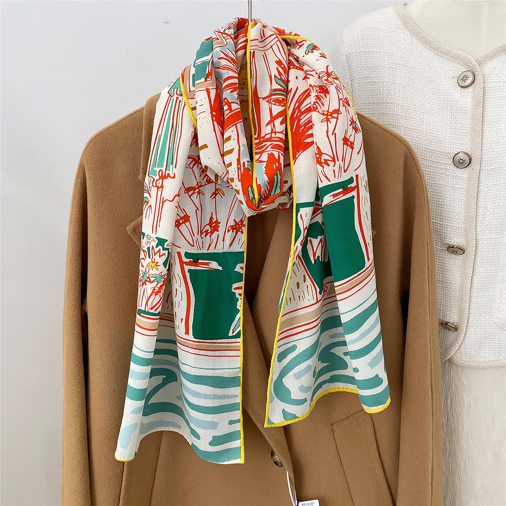 160X33Cm New Winter Thicken Silk Cashmere Scarf Women Hand Rolled Shawls Print Long Scarves Wrap Bandana Big Hijabs Female