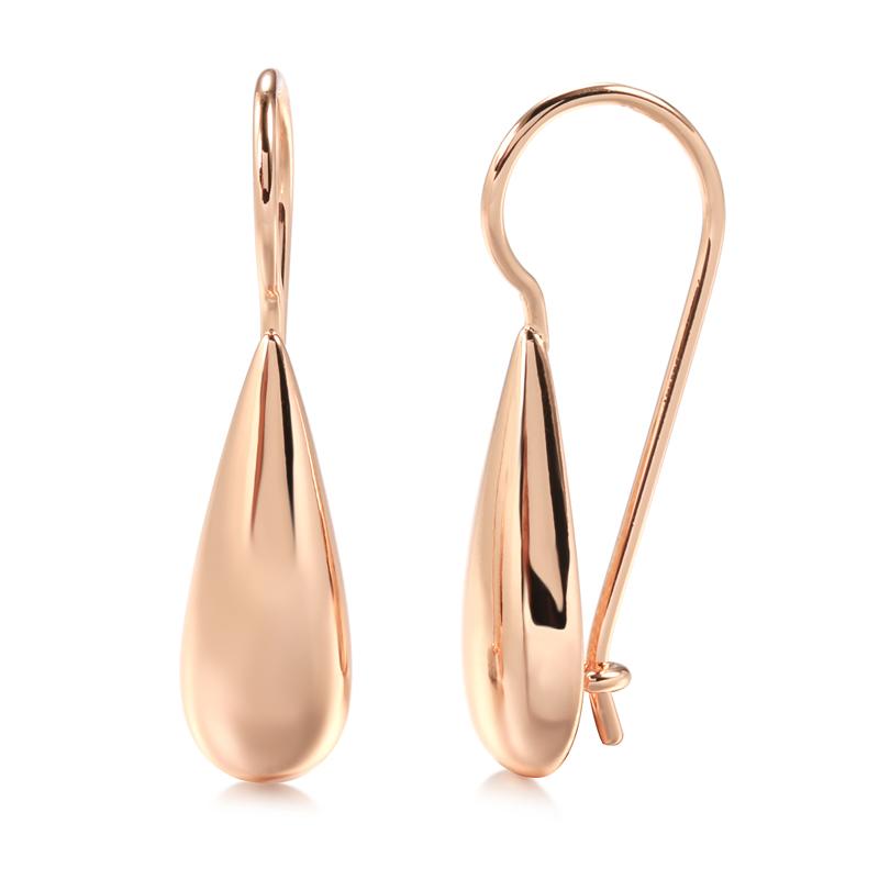 

Simple Glossy Dangle Earrings Fashion Rose Gold Water Drop Earrings For Women High Quality Daily Fine Jewelry