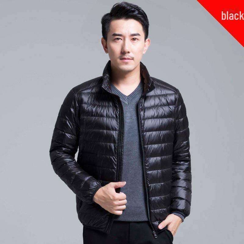 

Легкая мужская куртка-пуховик с капюшоном — для людей среднего и пожилого возраста, воротник-стойка, межсезонье, большой размер. XL