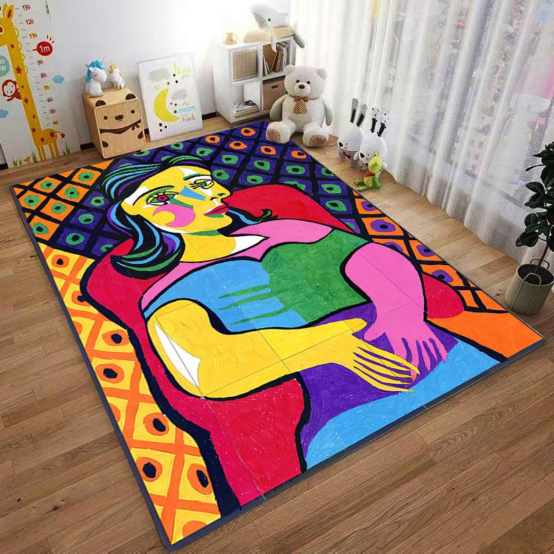 Colorful Abstract Portrait Rug suitable as a non-slip mat for the living room or bedroom sofa