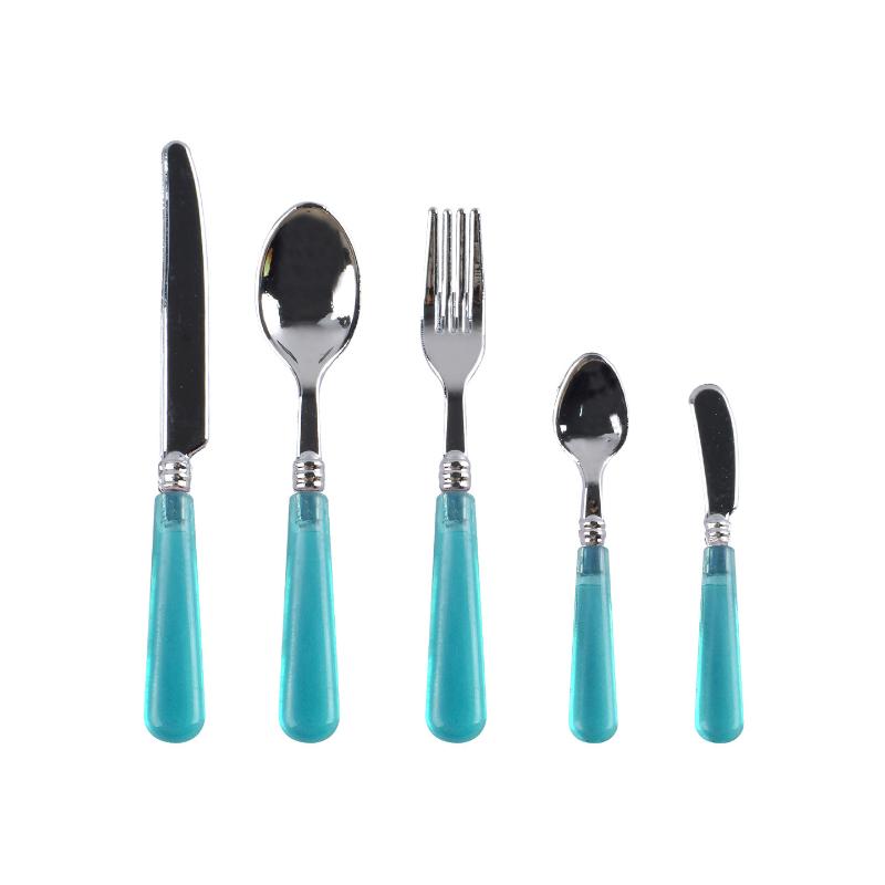 

5Pcs Doll Accessories 1/6 Scale Miniature Dollhouse Kitchen Mini Knives Forks Spoons Tableware Set Model Girl Gift