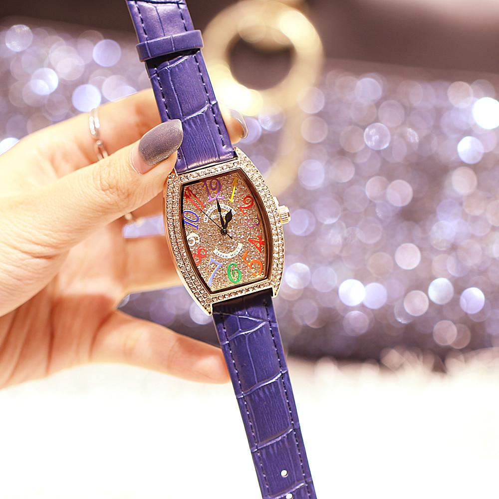 Same Fashion Retro Women'S Watch, Wine Barrel Type Diamond-Encrusted Digital Belt Waterproof Watch