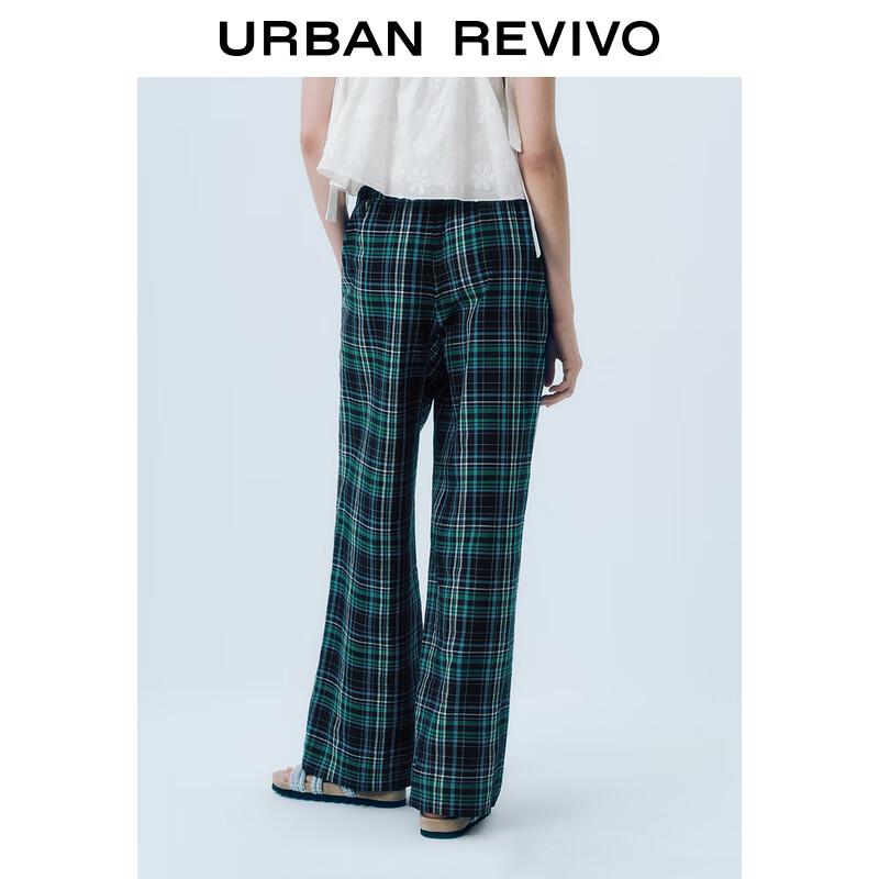 UR Women's Spliced Drawstring Plaid Straight Leg Pants