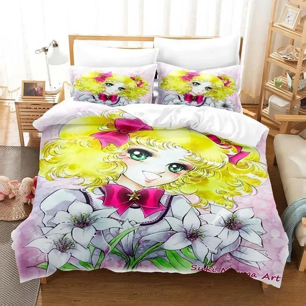 Manga Candy Bettwäsche-Set Einzelbett Twin Full Queen King Size Bettset Erwachsener Kind Schlafzimmer Bettbezug Sets 3D-Druck Anime Bettlaken-Set