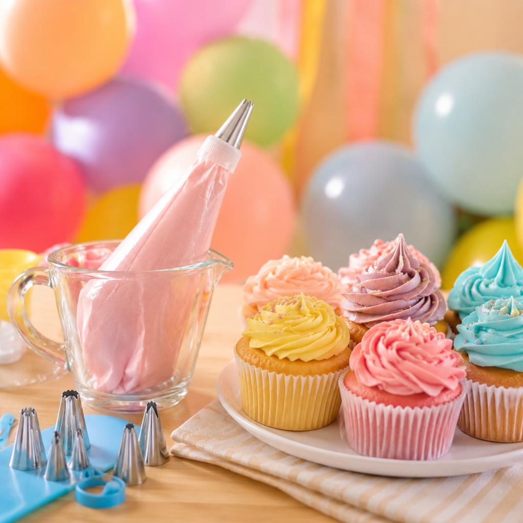 34-Piece Stainless Steel Cake Decorating Nozzle Set with Silicone Piping Bags and Scrapers for DIY Baking and Pastry Decoration