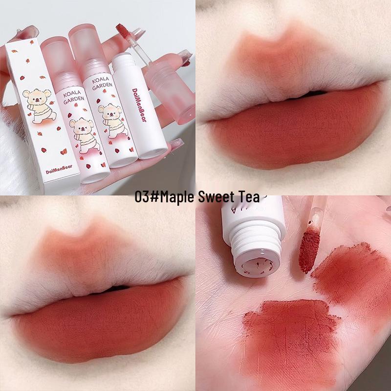 DaiMenBear Матовая помада-мусс: Бархатная матовая стойкая помада для губ с отбеливающим эффектом - студенческий оттенок. 3g