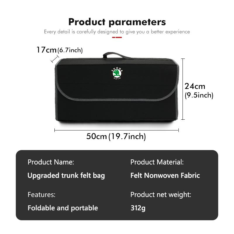 AEW1 Car Logo Trunk Storage Box Large Capacity Tool Organiser Bag Accessories For Skoda S Kodiaq Octavia 2 3 Yeti Karoq Rapid Fabia