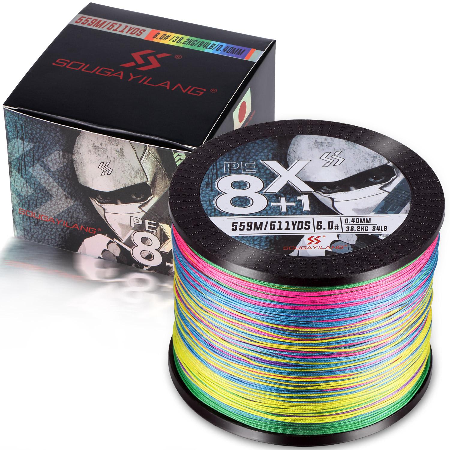 

SOUGAYILANG Фирменная Новинка, 3 цвета, 159-559 м, 8 + 1X, нить PE, леска для пресноводной/морской воды (16-84 фунта) 559M-1.2 разноцветный