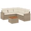 6 piece Garden Sofa Set with Cushions Beige Poly Rattan