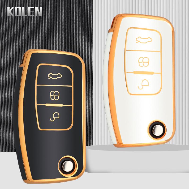 TPU Car Flip Key Case Cover Shell Fob For Ford Fiesta Focus 2 Ecosport Kugua Falcon Escape C-Max Protector Accessories