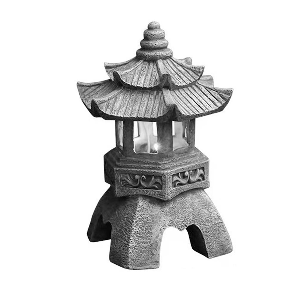 

Solar LED Stone Tower Decorative Lamp Non-Fading Resin Tower Statue Light Landscape Courtyard Light for Balcony Driveway