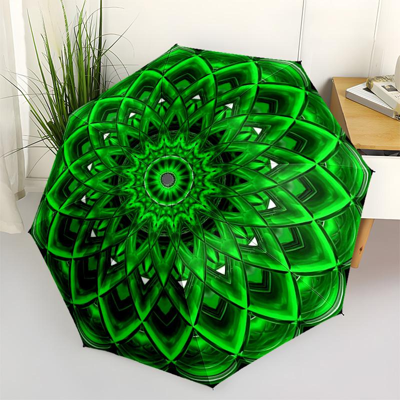 

1pc Green Mandala Automatic Folding Umbrella. casual outdoor accessory, for all seasons yy250924068
