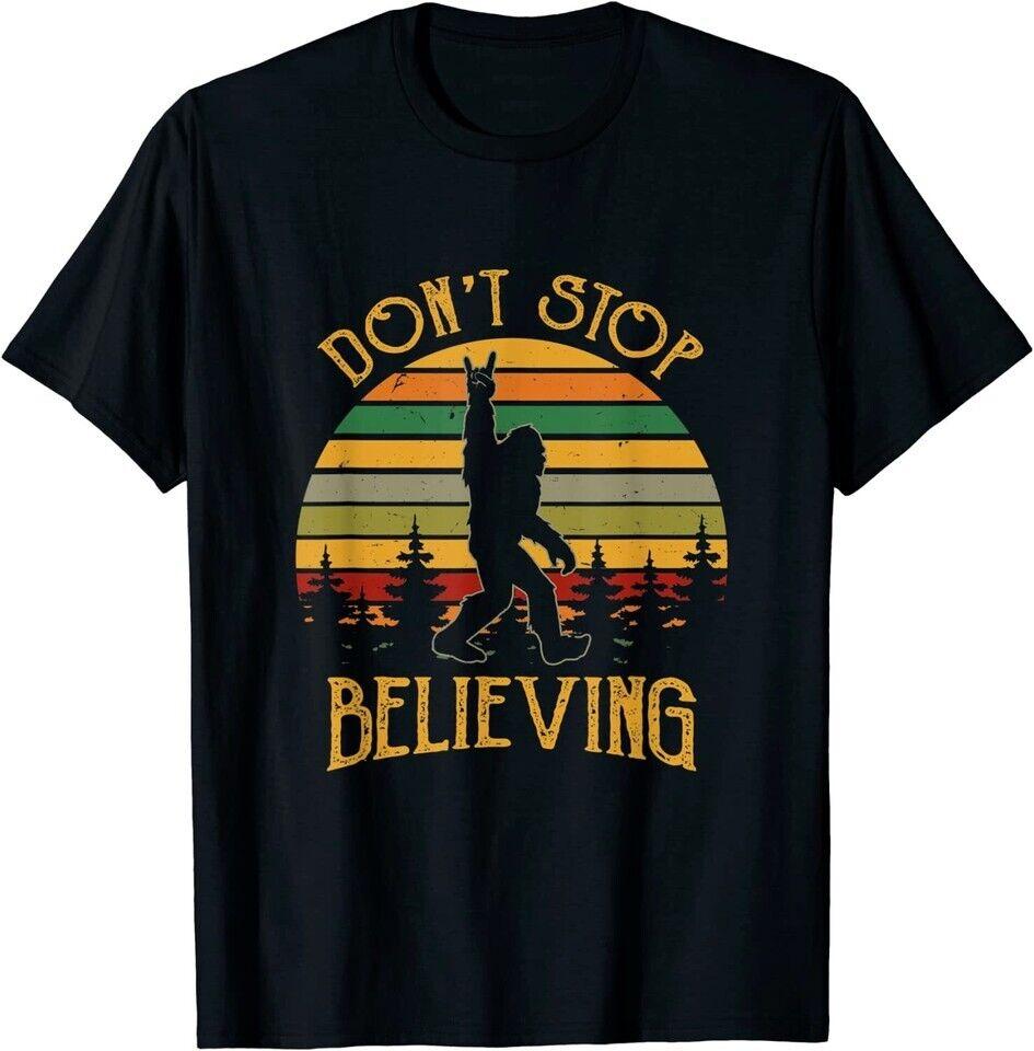 SALE NEW LIMITED Don t Stop Believing Bigfoot Rock And Roll Retro Sasquatch T-Sh Unisex T-Shirt S
