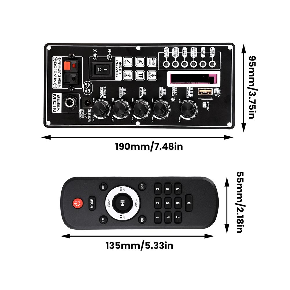 2*25W Bluetooth 5.3 Amplifier Board DC 7.4-12V MP3 Decoder FM 87.5-107.5MHz Power Off Memory for Trolley & Handheld Speaker