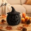 Uniek Seizoensgebonden Cadeau Halloween Hars Pompoenmand Nep Geweven Lantaarn Ornament Spookachtig Gotisch Huisdecor Zwarte Snoeppot voor Tafelblad Schouw