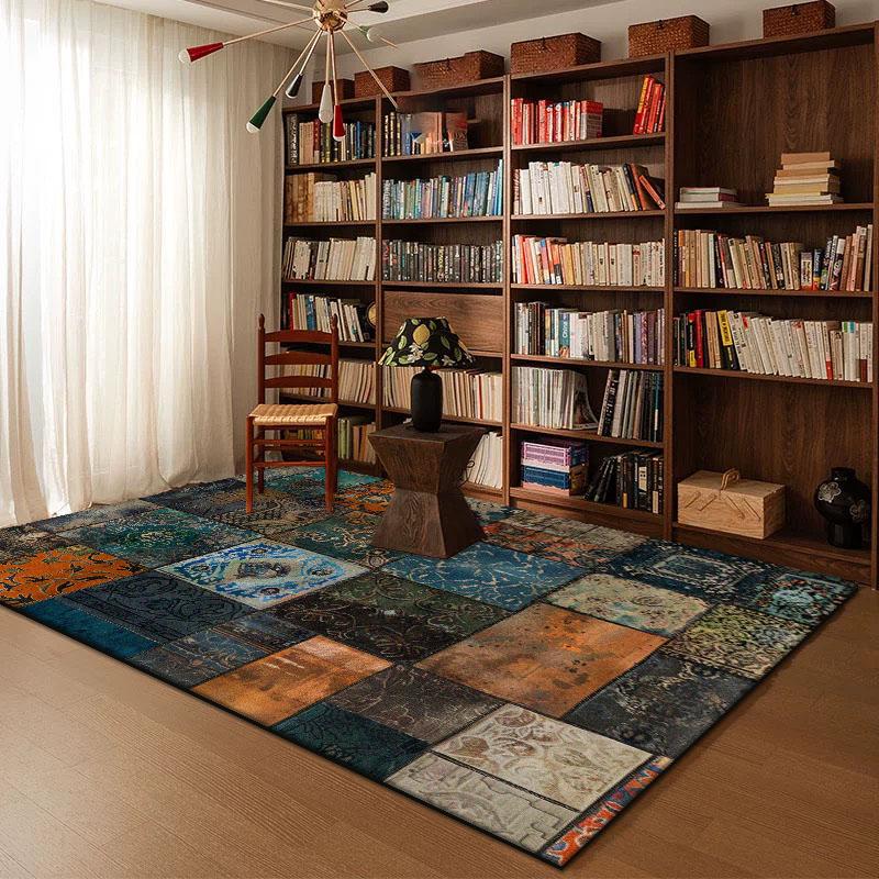 Geometrischer abstrakter Teppich für Wohnzimmerdekor Arbeitszimmer zu Hause Große Flächenteppiche Schlafzimmer Bettseite Waschbar Rutschfest Weiche Bodenmatte
